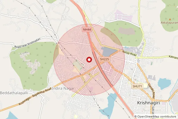 Map showing approximate area covered by Pincode 635206 — Puliampatti B.O, Krishnagiri