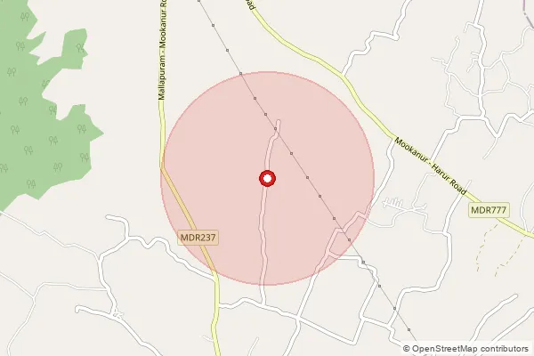 Map showing approximate area covered by Pincode 635303 — Ranimookanur B.O, Dharmapuri