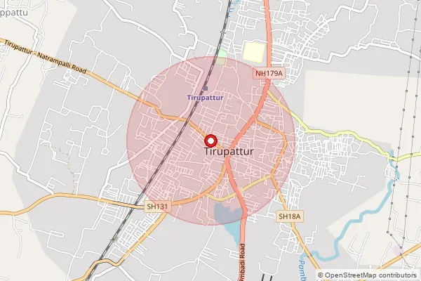 Map showing approximate area covered by Pincode 635601 — Tirupattur H.O, Tirupathur