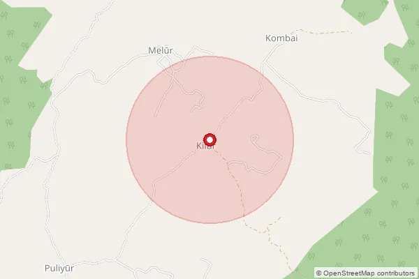 Map showing approximate area covered by Pincode 635655 — Kilur B.O, Tirupathur