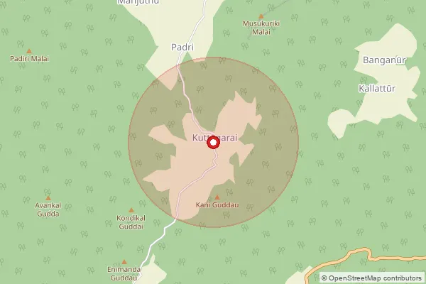 Map showing approximate area covered by Pincode 635703 — Kovilur B.O, Tiruvannamalai