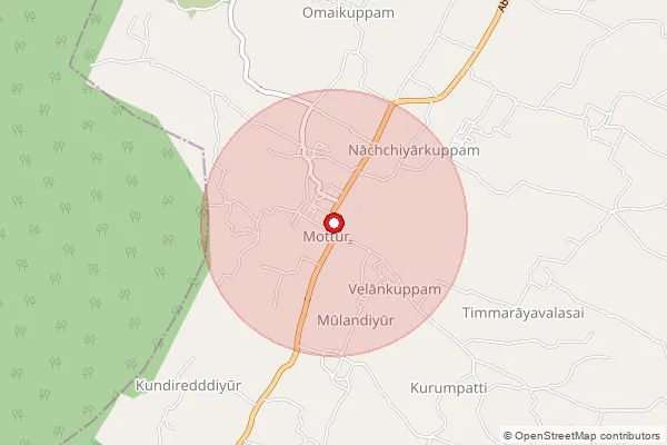 Map showing approximate area covered by Pincode 635710 — Marimanikuppam B.O, Tirupathur