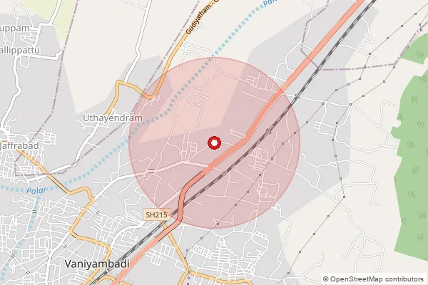 Map showing approximate area covered by Pincode 635751 — Girisamudram B.O, Tirupathur