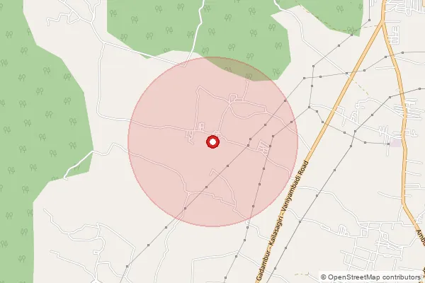 Map showing approximate area covered by Pincode 635811 — Kadhavalam B.O, Tirupathur