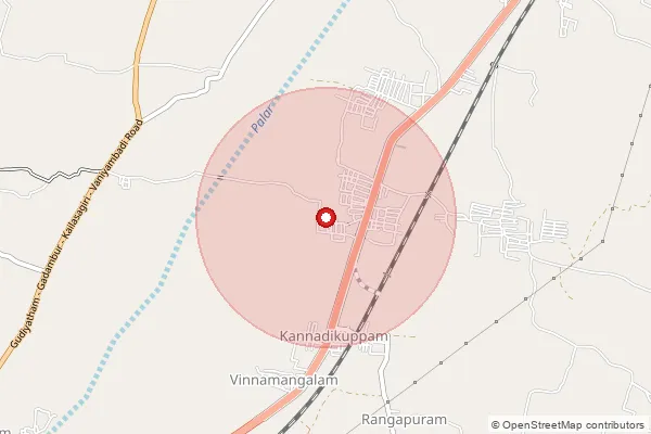 Map showing approximate area covered by Pincode 635814 — Alankuppam B.O, Tirupathur