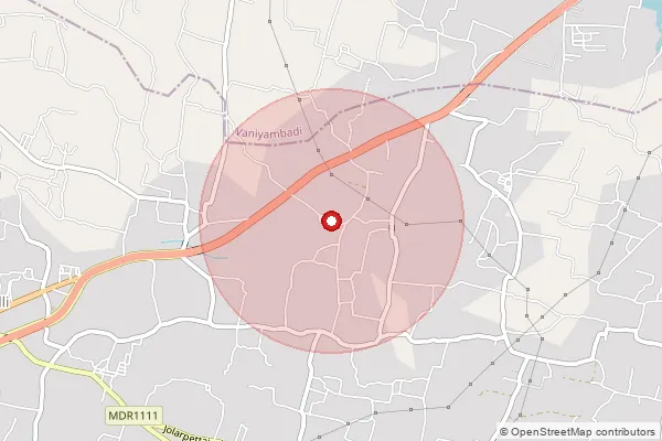 Map showing approximate area covered by Pincode 635815 — Kethandapatti Sugar Mills S.O, Tirupathur
