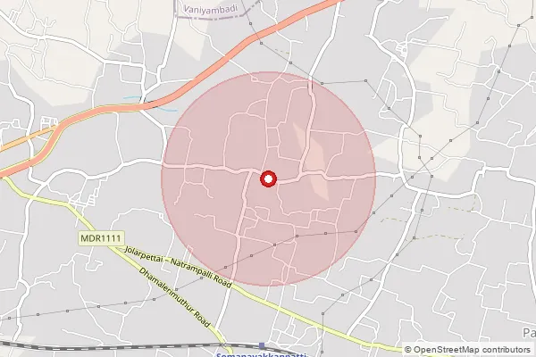 Map showing approximate area covered by Pincode 635852 — Vettapattu B.O, Tirupathur