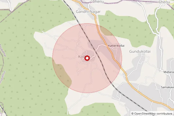 Map showing approximate area covered by Pincode 635854 — Velakalnatham B.O, Tirupathur