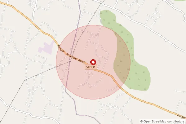 Map showing approximate area covered by Pincode 635901 — Nariyaneri B.O, Tirupathur