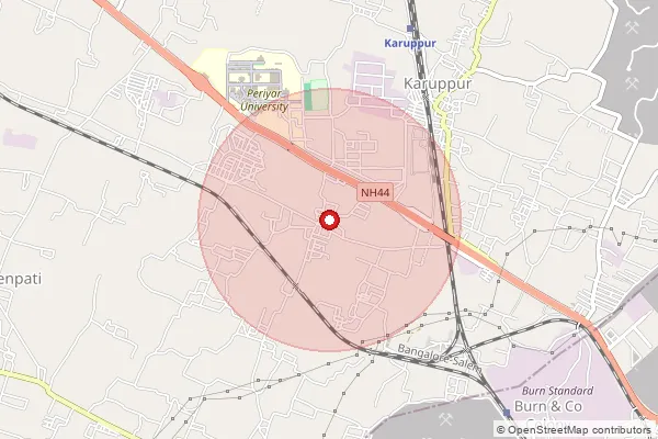 Map showing approximate area covered by Pincode 636011 — Saminaickenpatti B.O, Salem