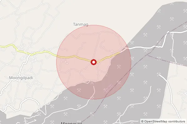 Map showing approximate area covered by Pincode 636012 — Vattakadu B.O, Salem