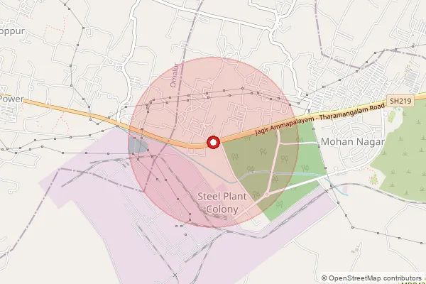 Map showing approximate area covered by Pincode 636013 — Salem Steel Plant S.O, Salem