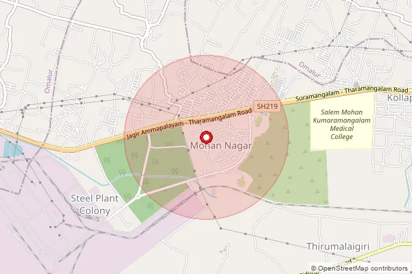 Map showing approximate area covered by Pincode 636030 — Sarkar Kollapatti B.O, Salem