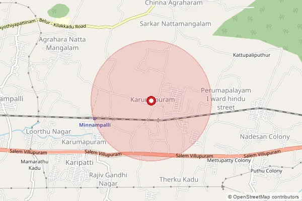 Map showing approximate area covered by Pincode 636106 — Karumapuram B.O, Salem