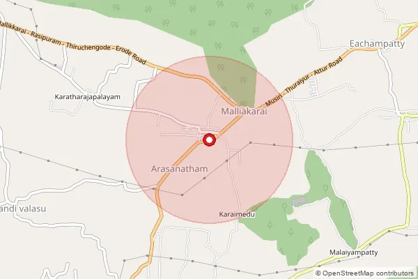 Map showing approximate area covered by Pincode 636107 — Kalarampatti B.O, Salem