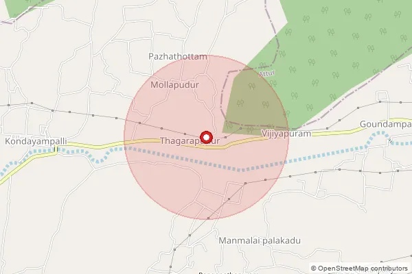 Map showing approximate area covered by Pincode 636110 — Palakadu B.O, Salem
