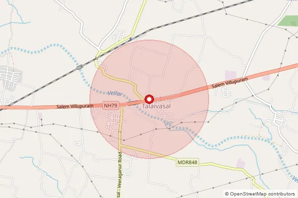 Map showing approximate area covered by Pincode 636112 — Varagur B.O, Salem