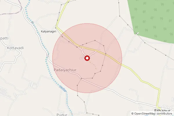 Map showing approximate area covered by Pincode 636117 — Kalleripatti B.O, Salem