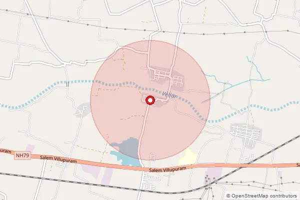 Map showing approximate area covered by Pincode 636121 — Manivilundan B.O, Salem