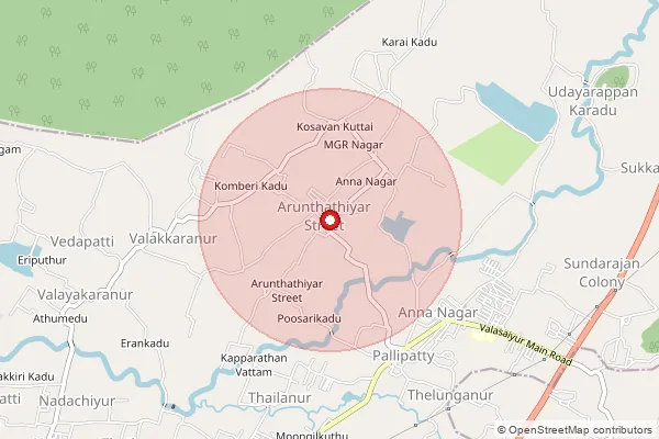 Map showing approximate area covered by Pincode 636122 — Pallipatti B.O, Salem