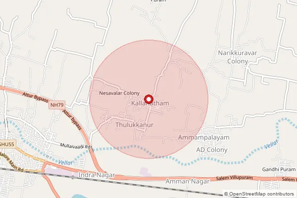 Map showing approximate area covered by Pincode 636141 — Ammampalayam B.O, Salem
