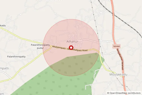 Map showing approximate area covered by Pincode 636301 — Thottivalasu B.O, Namakkal