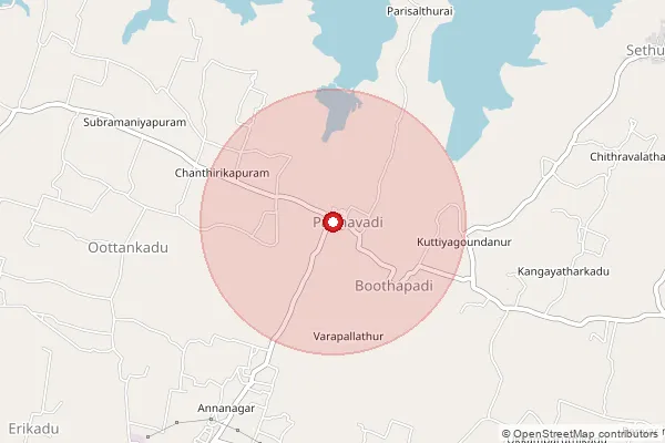 Map showing approximate area covered by Pincode 636303 — Palamalai Hills B.O, Salem