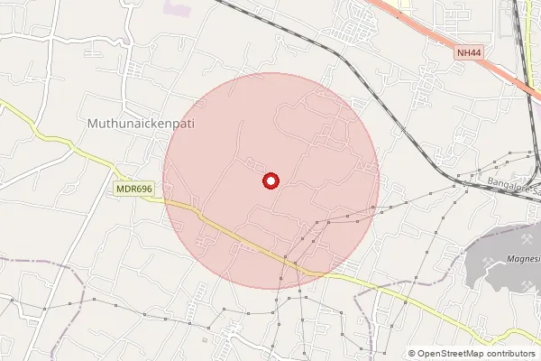 Map showing approximate area covered by Pincode 636304 — Attukaranur B.O, Salem