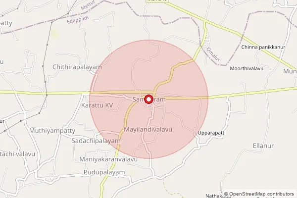 Map showing approximate area covered by Pincode 636306 — Puduppalaiyam B.O, Salem