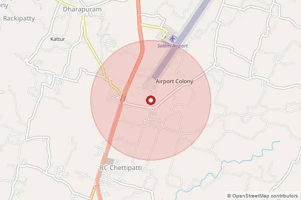 Map showing approximate area covered by Pincode 636309 — Dharapuram B.O, Salem