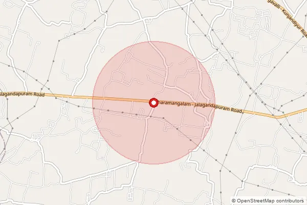 Map showing approximate area covered by Pincode 636501 — Kuppampatti B.O, Salem