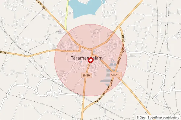 Map showing approximate area covered by Pincode 636502 — Chinnasoragai B.O, Salem