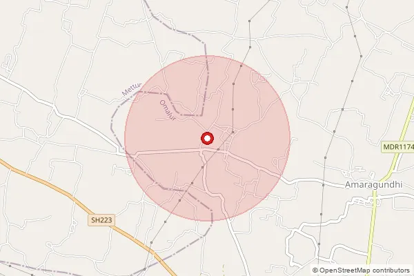 Map showing approximate area covered by Pincode 636503 — Amaragundi B.O, Salem