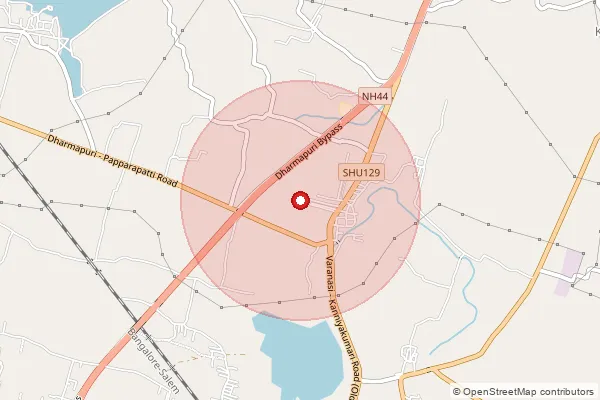 Map showing approximate area covered by Pincode 636701 — Dharmapuri H.O, Dharmapuri