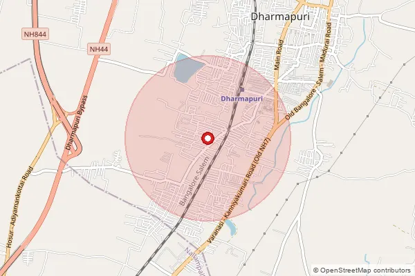 Map showing approximate area covered by Pincode 636705 — Ungaranahalli B.O, Dharmapuri