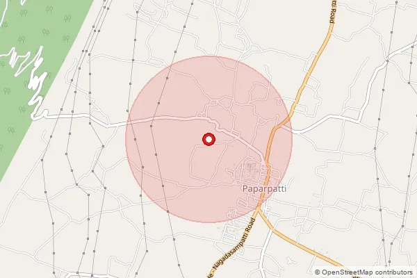 Map showing approximate area covered by Pincode 636809 — Padi B.O, Dharmapuri