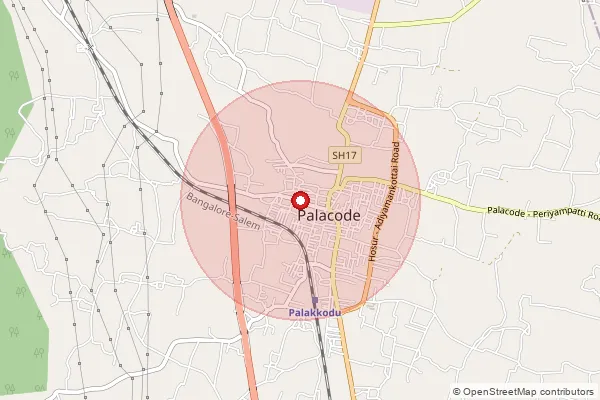 Map showing approximate area covered by Pincode 636812 — Thumjepalli B.O, Krishnagiri