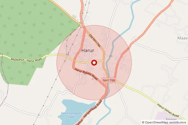 Map showing approximate area covered by Pincode 636906 — Gudalur B.O, Dharmapuri