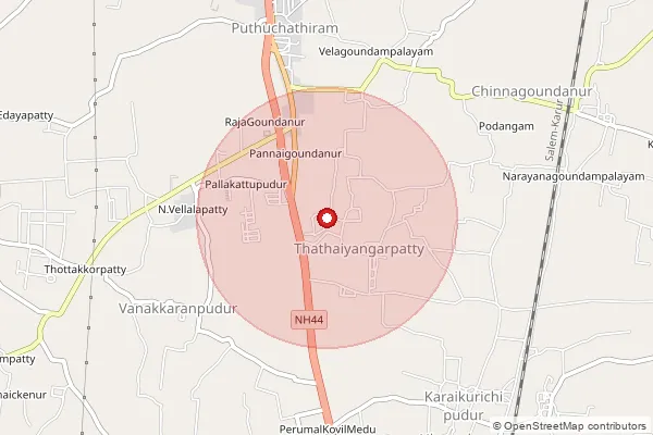Map showing approximate area covered by Pincode 637014 — Reddipudur B.O, Namakkal
