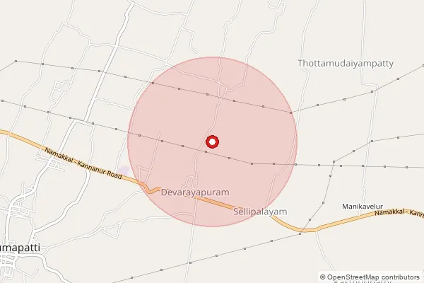Map showing approximate area covered by Pincode 637021 — Pavithirampudur B.O, Namakkal