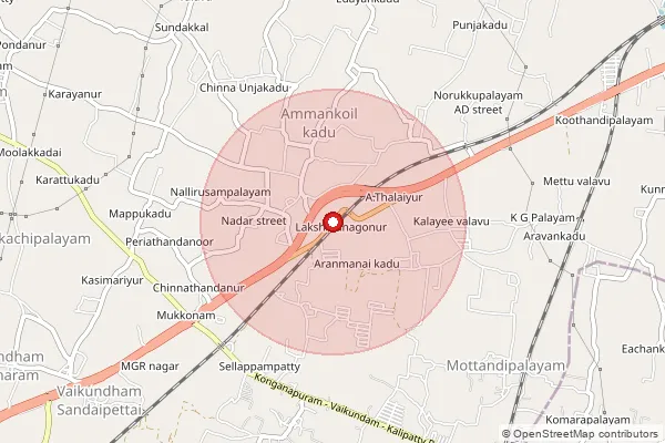 Map showing approximate area covered by Pincode 637103 — Irugalur B.O, Salem
