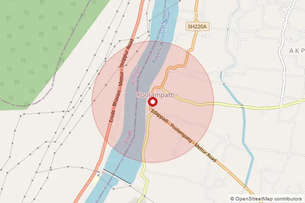Map showing approximate area covered by Pincode 637107 — Poolampatti S.O, Salem