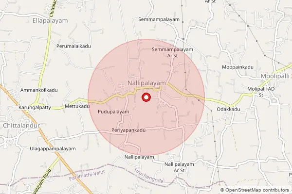 Map showing approximate area covered by Pincode 637201 — Karichchipalayam B.O, Namakkal