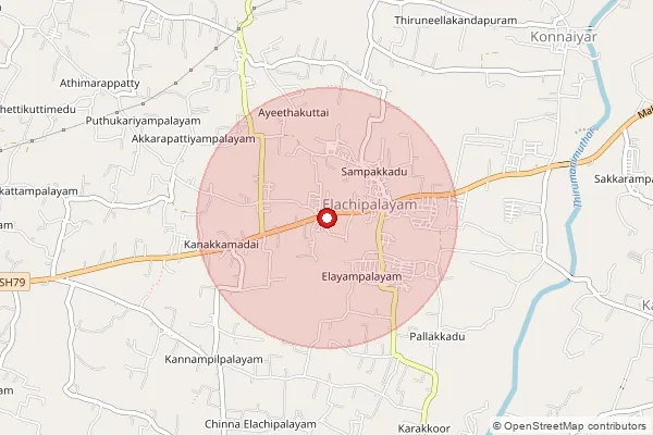 Map showing approximate area covered by Pincode 637202 — Koothampoondi B.O, Namakkal