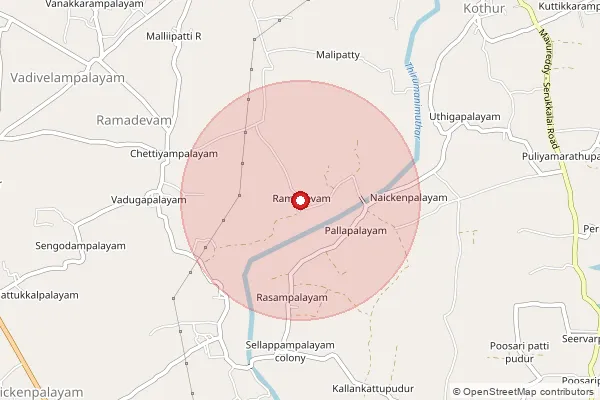 Map showing approximate area covered by Pincode 637203 — Kavundipalayam B.O, Namakkal