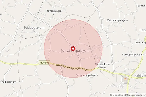 Map showing approximate area covered by Pincode 637204 — Irukkur B.O, Namakkal