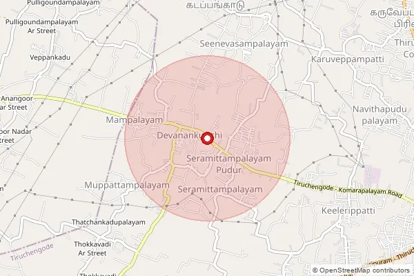 Map showing approximate area covered by Pincode 637209 — Chinnathambipalayam B.O, Namakkal