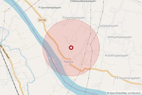 Map showing approximate area covered by Pincode 637210 — Goundampalayam B.O, Namakkal