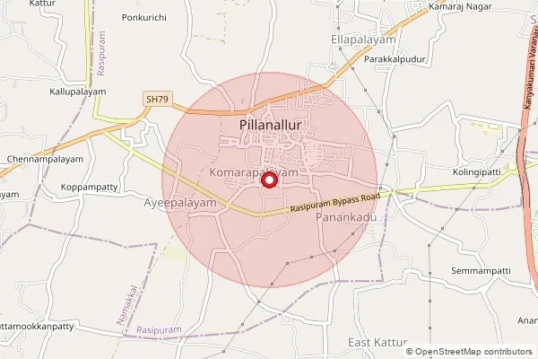 Map showing approximate area covered by Pincode 637403 — Melkallupalayam B.O, Namakkal