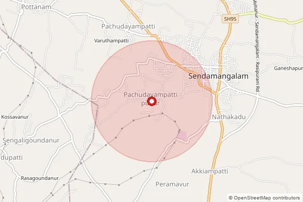 Map showing approximate area covered by Pincode 637409 — Gandhipuram B.O, Namakkal